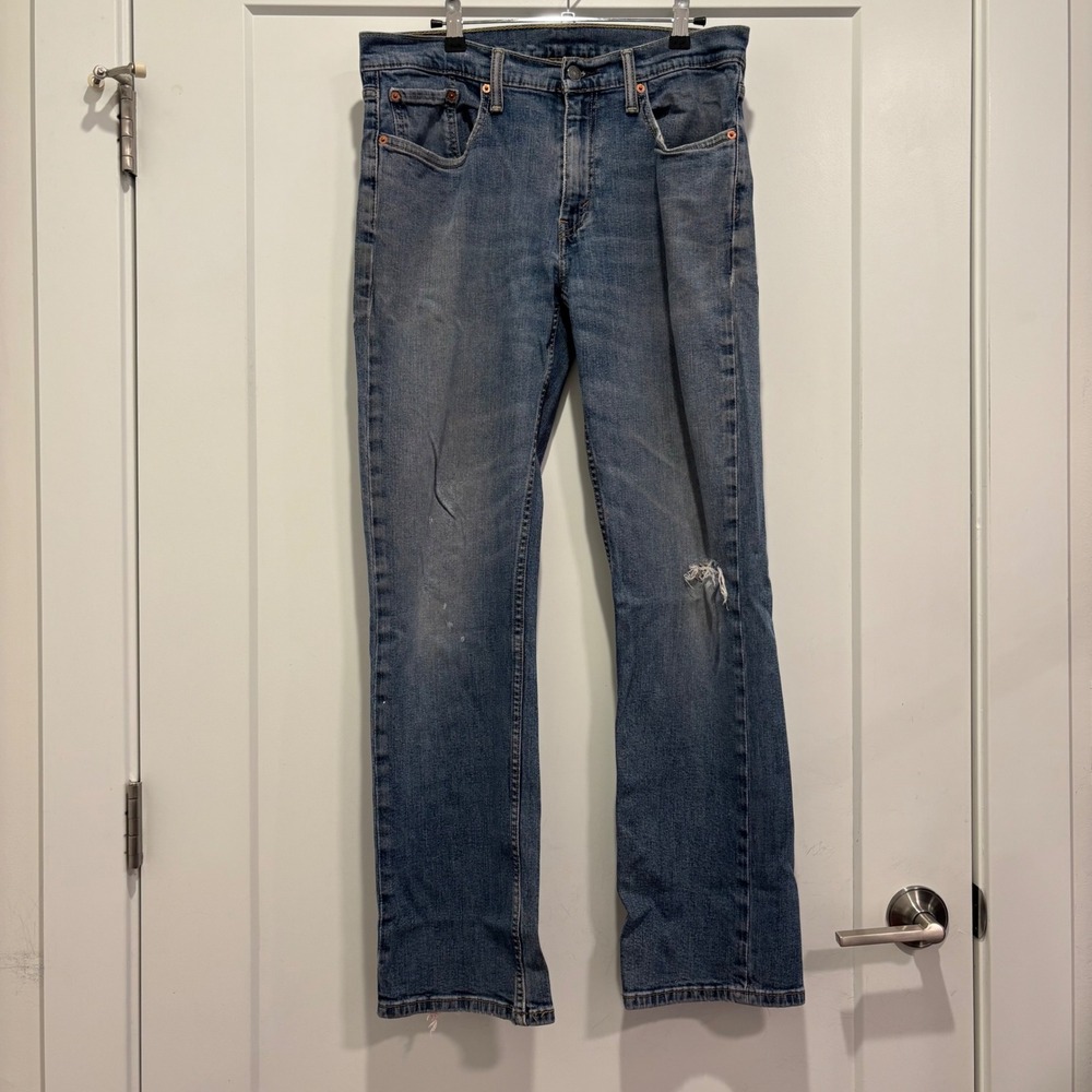 Levis 559 Mens Relaxed Straight Leg Blue Jeans 31x32 Medium Wash Distressed